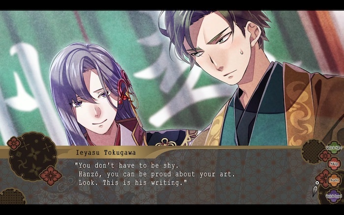 Nightshade: Hanzo writes Tokugawa smiles gently while Hanzo looks at him askance with a sweatdrop on his cheek. Tokugawa says You don't have to be shy. Hanzo you can be proud about your art. Look, this is his.